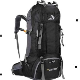 Large 132 Lb Capacity Back Country Hiking Backpack- Black