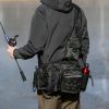 Chest Pack And Fishing Rod Bag High-capacity Fishing Backpack-Grn/Gry Camo