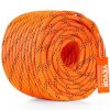 Double Braided Polyester Rope, 3/8 In X 120 Ft, 48 Strands, 4000 LBS Breaking Strength Outdoor Climbing Rope
