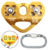 Heart Shaped Rock Climbing Double Shaft Pulley- Gold