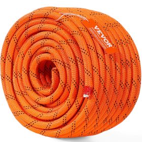 Double Braided Polyester Rope, 1/2 In X 120 Ft, 48 Strands, 8000 LBS Breaking Strength Outdoor Climbing Rope