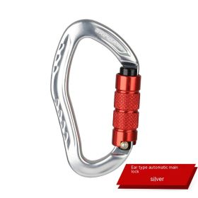 Climbing Button Carabiner Outdoor Rock Climbing Equipment Hook Lock- Silver