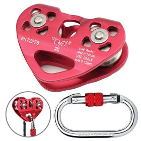 Heart Shaped Rock Climbing Double Shaft Pulley-Red