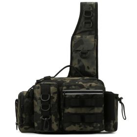 Chest Pack And Fishing Rod Bag High-capacity Fishing Backpack-Grn/Gry Camo