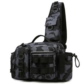 Chest Pack And Fishing Rod Bag High-capacity Fishing Backpack- Blk/Gry Camo