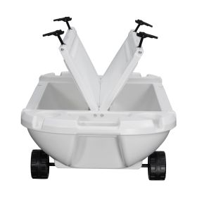 Floating Cooler, 40 QT Floating Ice Chest with Dry Storage, Wheels & Tow Rope, Premium LLDPE Amphibious Drink Cooler for Water & Land