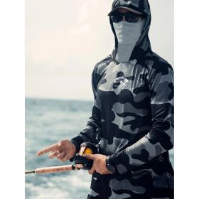 Fishing Hoodie Face Mask Neck Cover Sailing Shirt Summer Men Long Sleeve Sun Protection Hunting Jersey Camisa De Pesca Performance Fish Gear Beac (Option: 6XL)