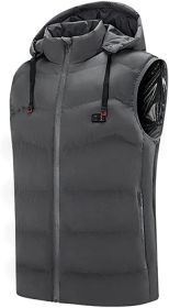 Heated Hooded Vest USB Interface Heated Warm Jacket without Battery (size: GRAY-XL)
