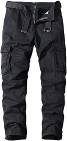 Men's Casual Pants Loose Straight Multi Pocket Outdoor Work Cotton Trousers (Color: Black, size: M)