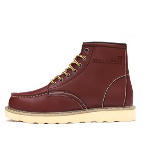 2024 new fashion men's Doc Martens single shoes cotton shoes warm (Color: Wine red, size: 41)