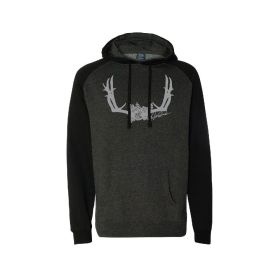 Floral Antler Hoodie (Charcoal/Black) (size: S)